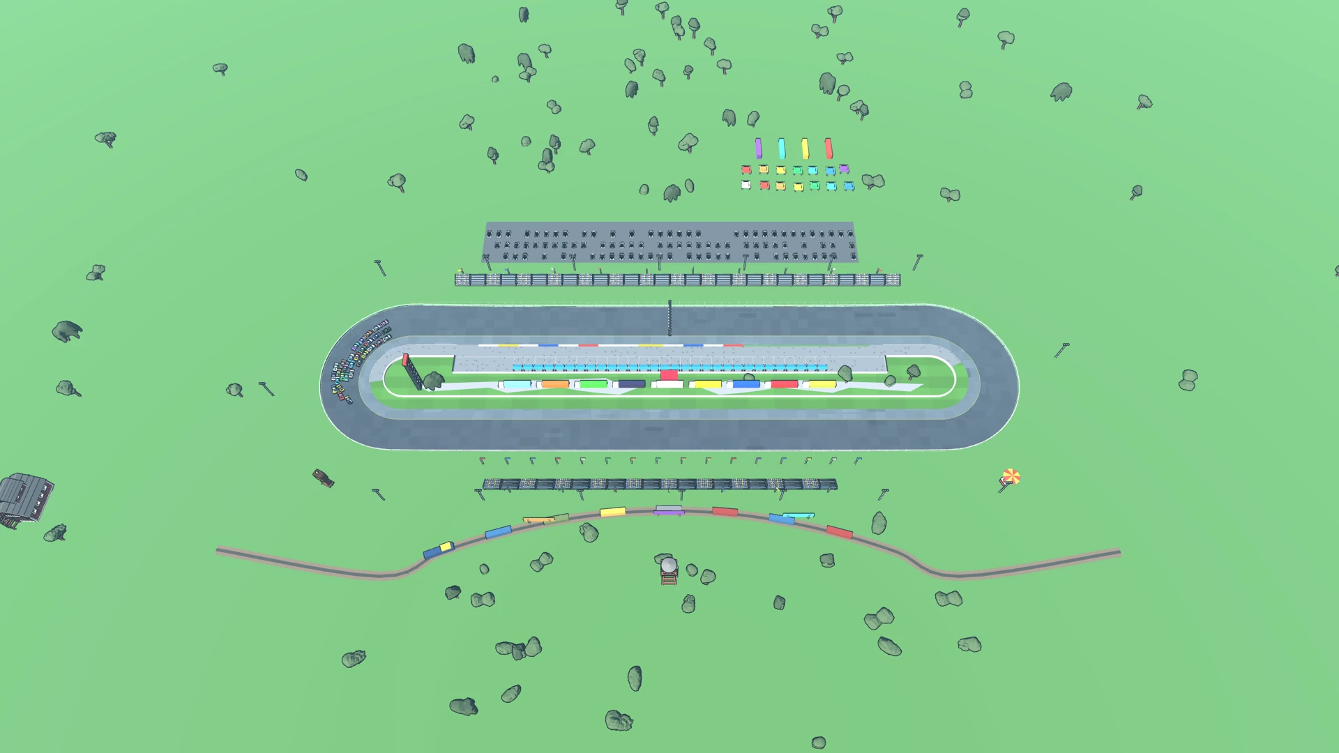 Turning Left: Milltown Paperclip, full circuit from a TV-blimp aerial angle