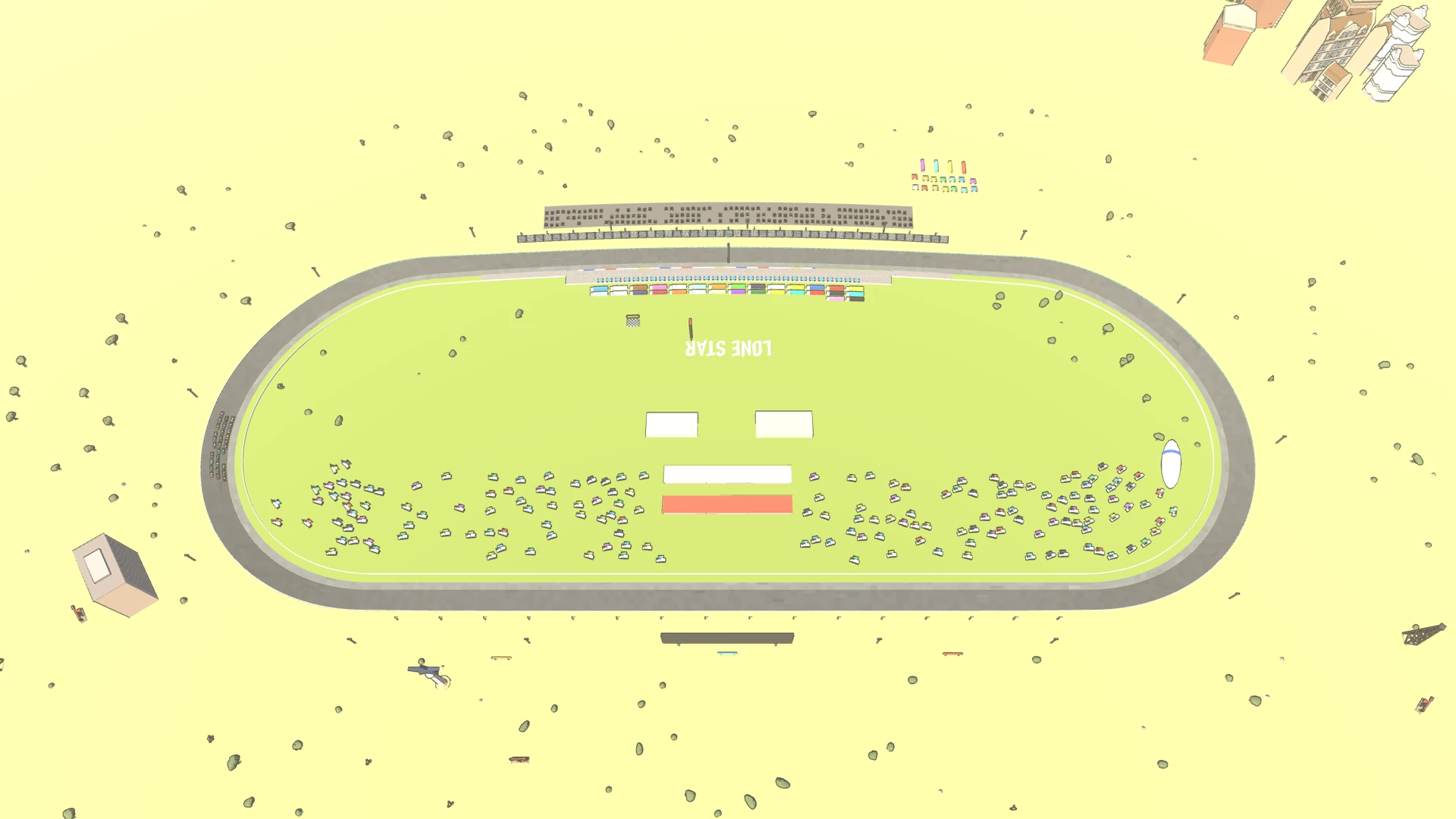 Turning Left: Lone Star, full circuit from a TV-blimp aerial angle