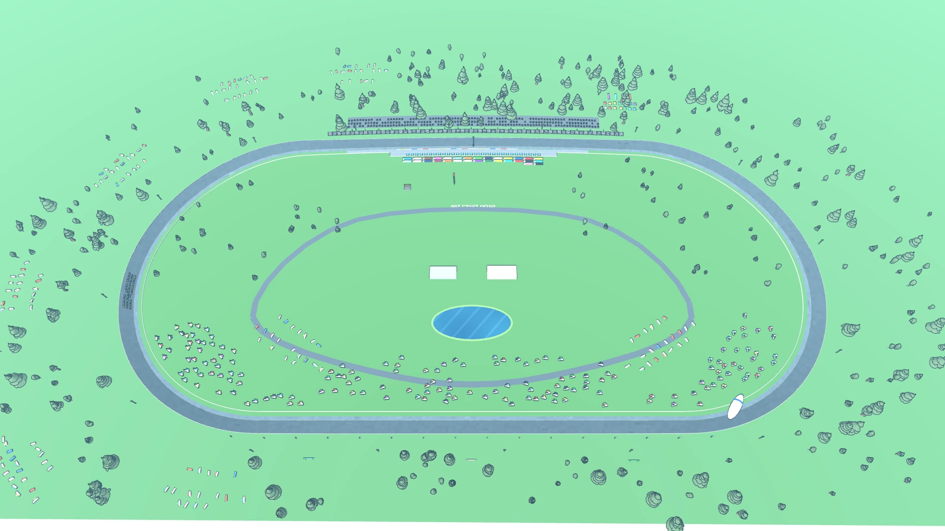 Turning Left: Great Lakes 200, full circuit from a TV-blimp aerial angle