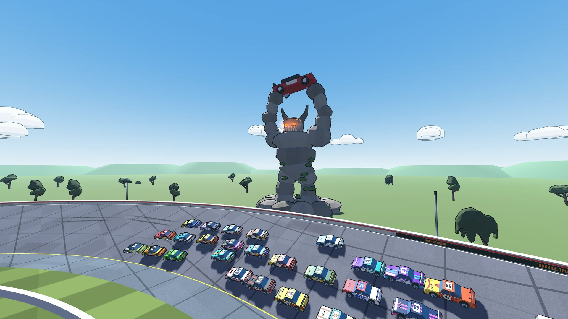 The rock monster towers over a packed field at Quarry Mile.