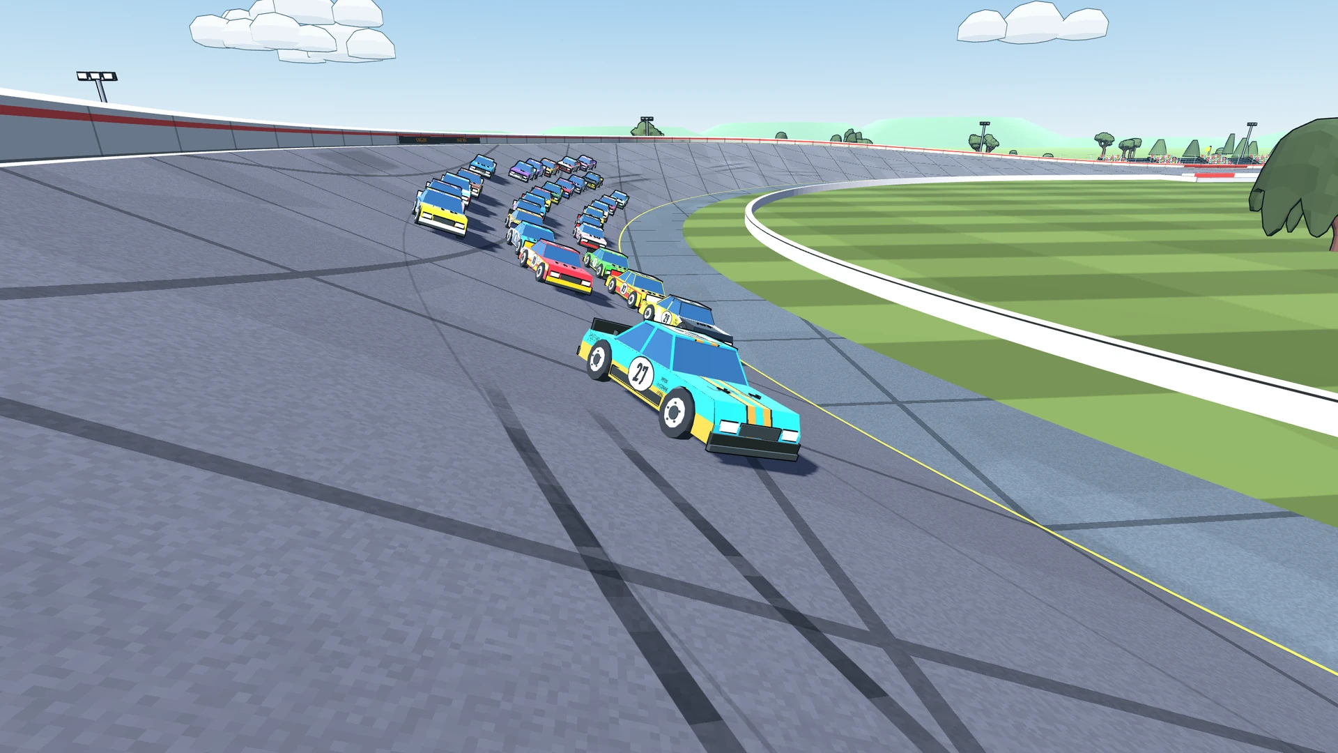 Last Lap number 27 and a colorful pack racing at Quarry Mile.